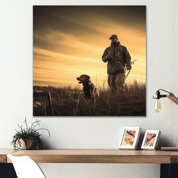 Hunting At Sunrise I - Hunting & Fishing Canvas Wall Art